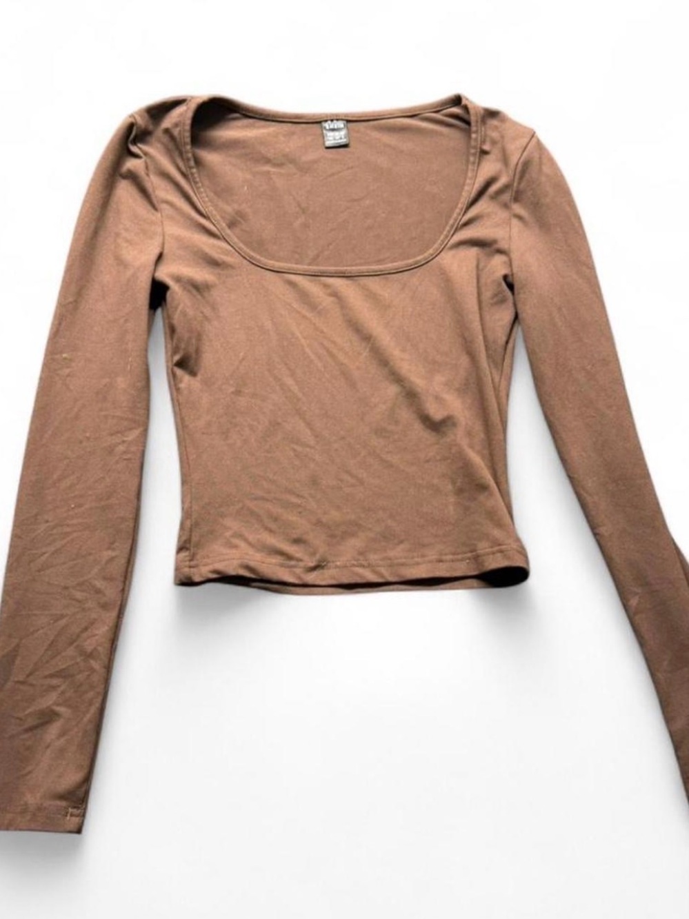 SHEIN Brown Long Sleeve Scoop Neck Top